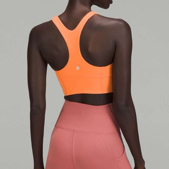 Lululemon Bright Orange Wunder Train Medium Support Longline Sports Bra Size 8 - Picture 3 of 8